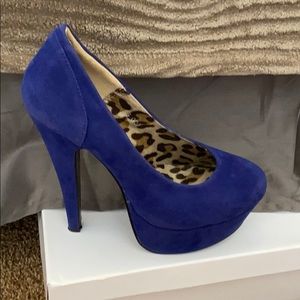 Blue suede heels
